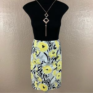 Cato Yellow Floral Zebra Print Pencil Skirt